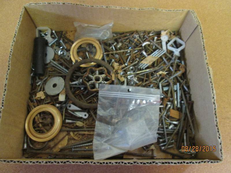 Box of nuts, bolts, nails, screws, ...