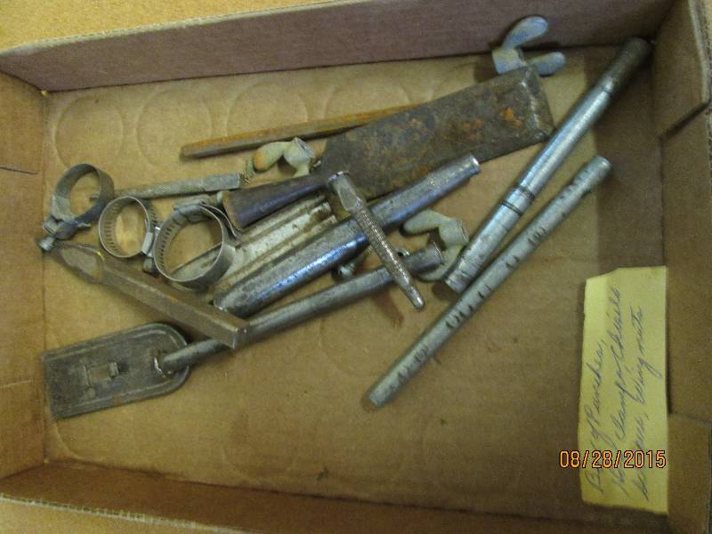 Box of punches, hose clamps, chisel...