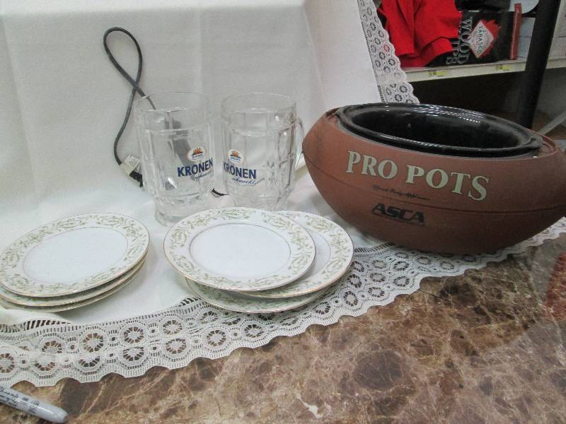 lot 22 image: 6- fine china small plates,  2- Kro...