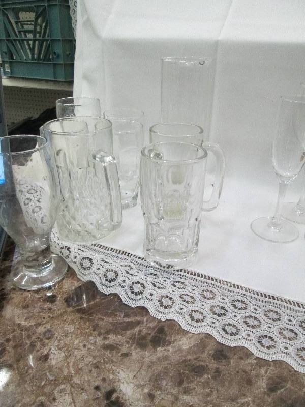 lot 32 image: Drink glass, beer mugs, and pitcher...