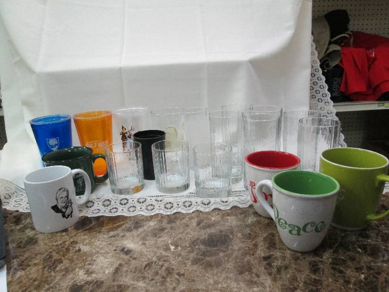 lot 34 image: Different size drinking glasses and...