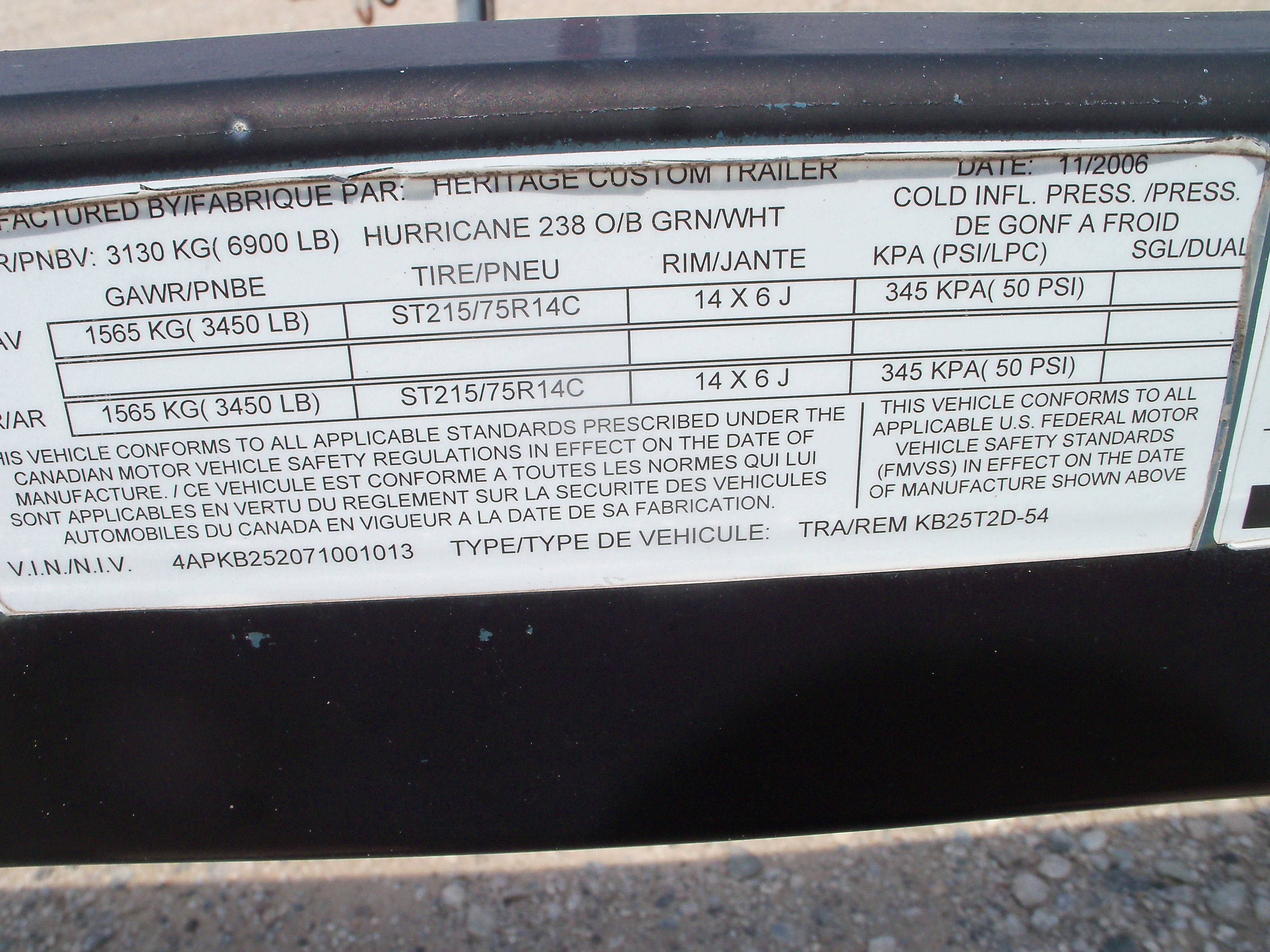 2007 Heritage Custom Trailer 81 x 18 (NO RESERVE)