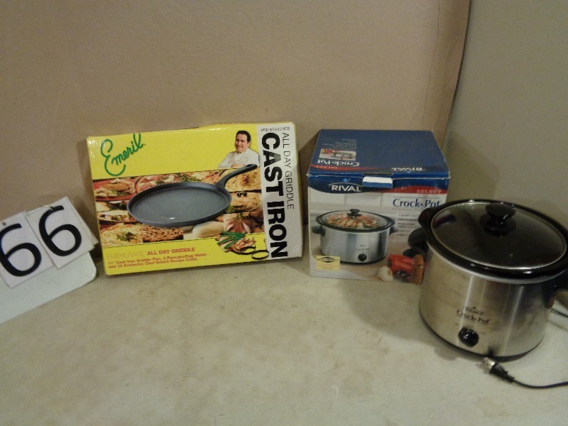 New Emril Cast Iron Griddle and Crockpot