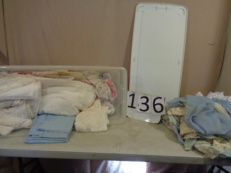 Large Tote with Lid Full of Linens