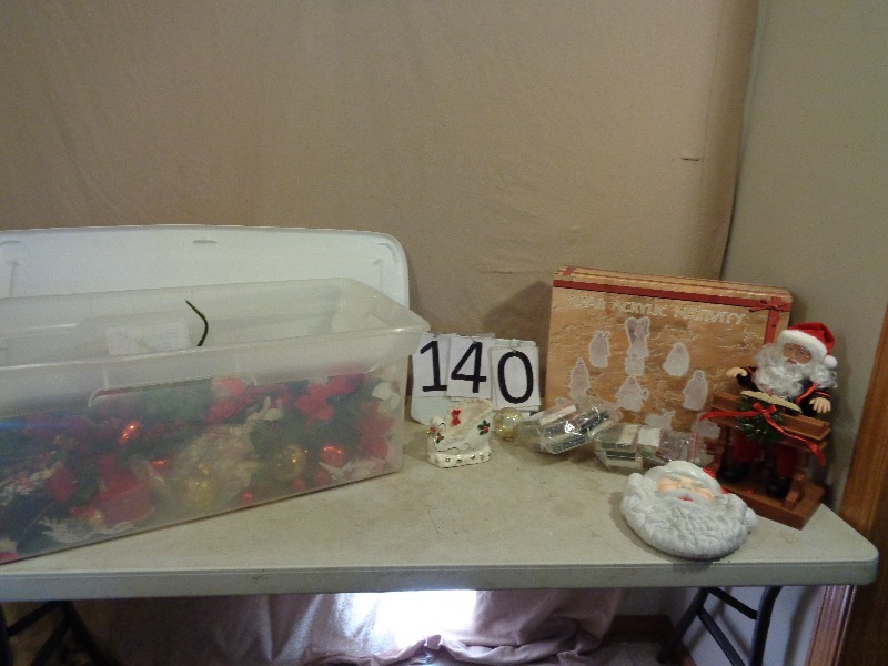 Tote with Lid Full of Christmas Items