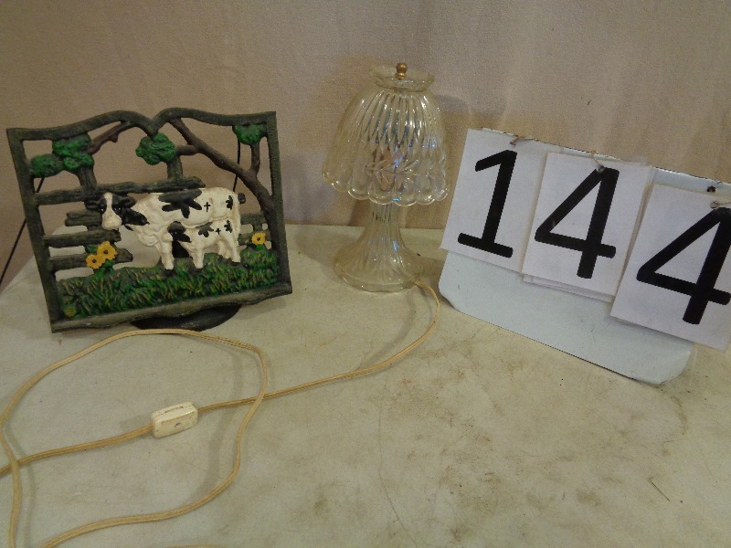 Heavy Cast Cow Bell and Old Lamp