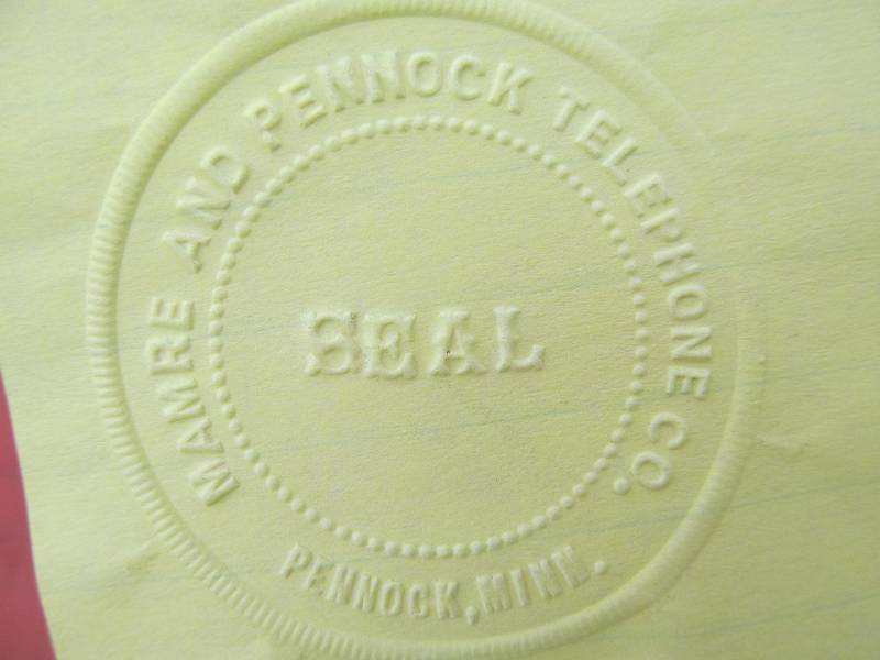 lot 48 image: Mamre and Pennock Telephone Co. Seal Stamper