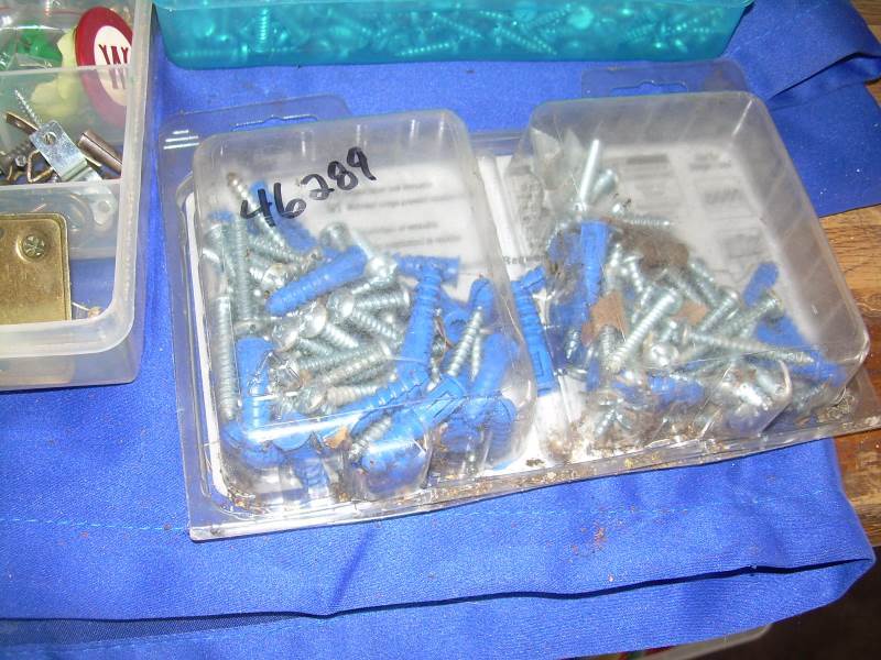 lot of screws and misc hangers