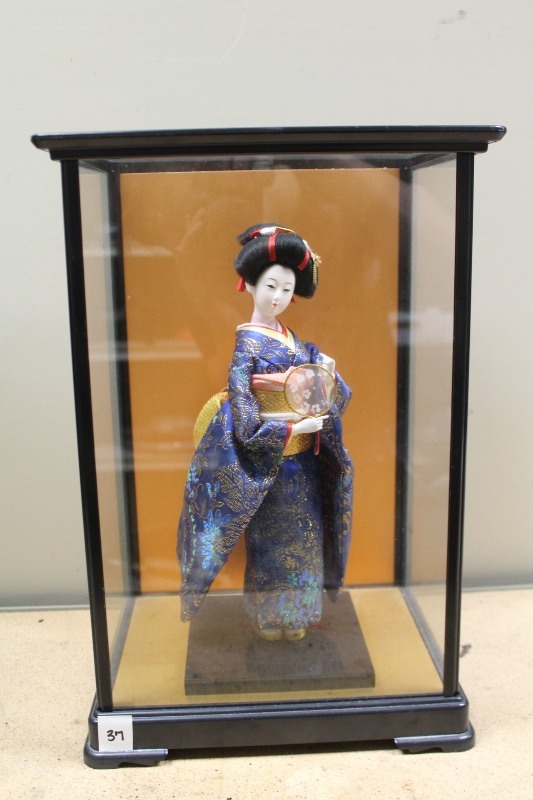 lot 37 image: Japanese Porcelain Doll in Display