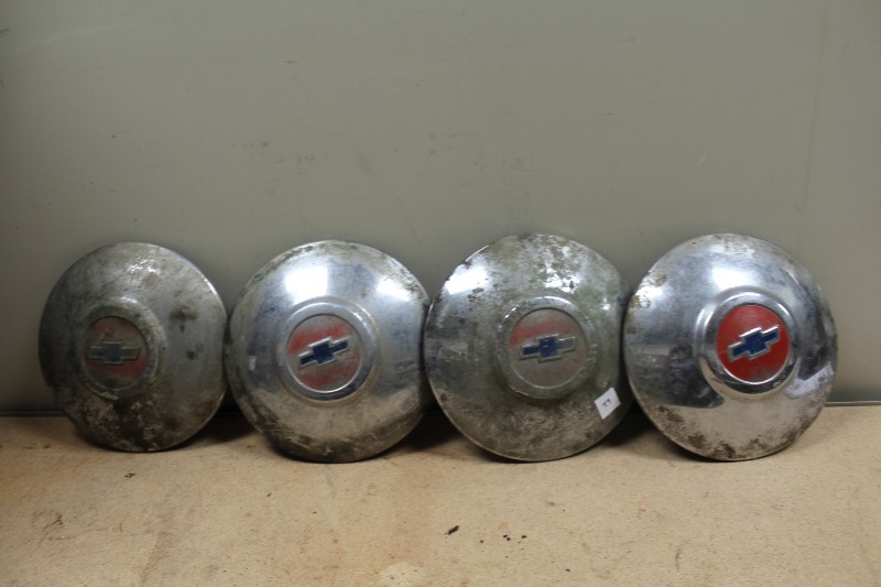 lot 77 image: Chevy Dog Dish Hubcaps