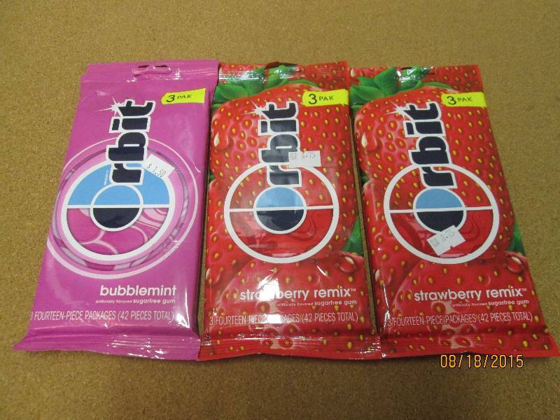 lot of 3 Orbit gum, 3 packs in each...