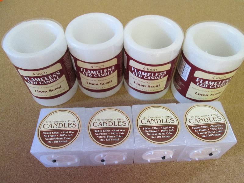 lot of 8 LED flamless candles, 4 cy...
