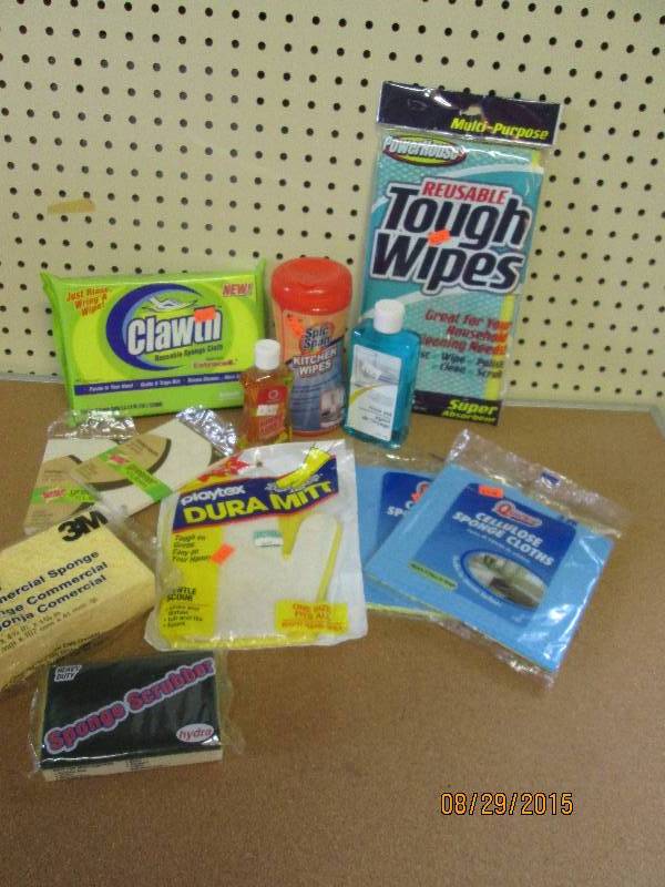 mixed lot of cleaning supplies, spo...