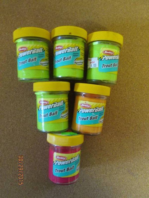lot of 6 power trout bait  green ,...