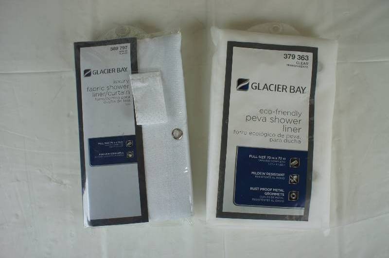 lot 100 image: Glacier Bay Fabric Shower Curtain  Eco Friendly Shower Liner