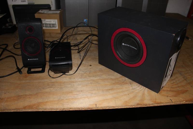 lot 22 image: Lot of (3) Including Altec Lansing Desktop Speakers (2) Altec Lansing Subwoofer Speakers Tested & Operational Sub Untested.