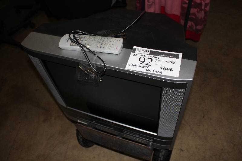 lot 92 image: Toshiba Television wDVD & Tape Player 20 Screen TV Tested & Operational Tape & DVD Player Untested.