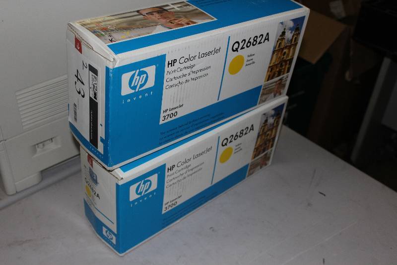 lot 43 image: Box Lot of (2) HP Color Laserjet Print Cartridge Yellow Q2682A.