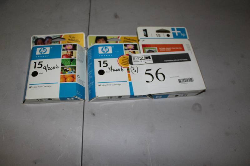 lot 56 image: Box Lot of (3) HP Inkjet Print Cartridge #15 Tri-Color.