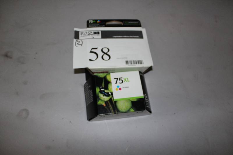 lot 58 image: Box Lot of (2) HP Print Cartridge #75XL Tri-Color.