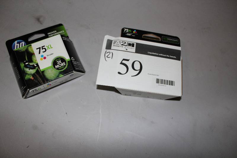 lot 59 image: Box Lot of (2) HP Print Cartridge #75XL Tri-Color.