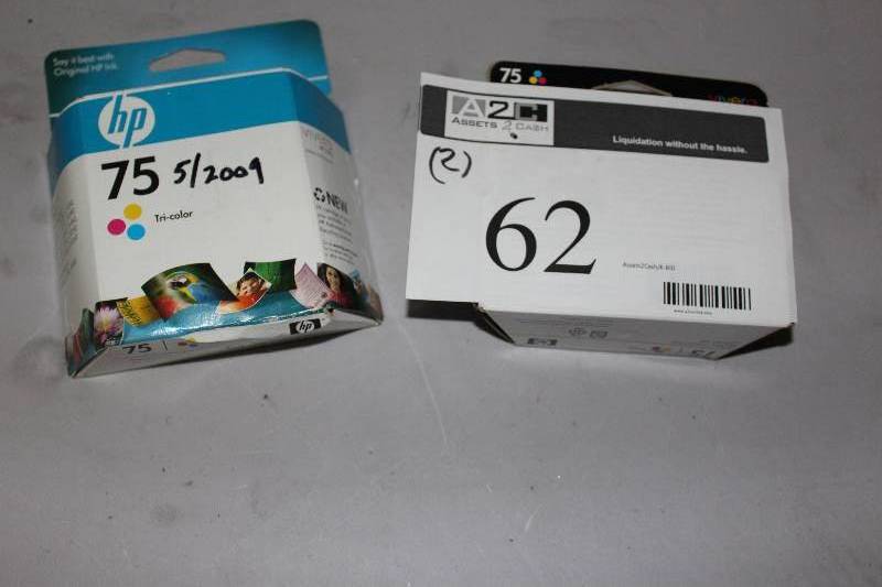 lot 62 image: Box Lot of (2) HP Print Cartridge #75 Tri-Color.