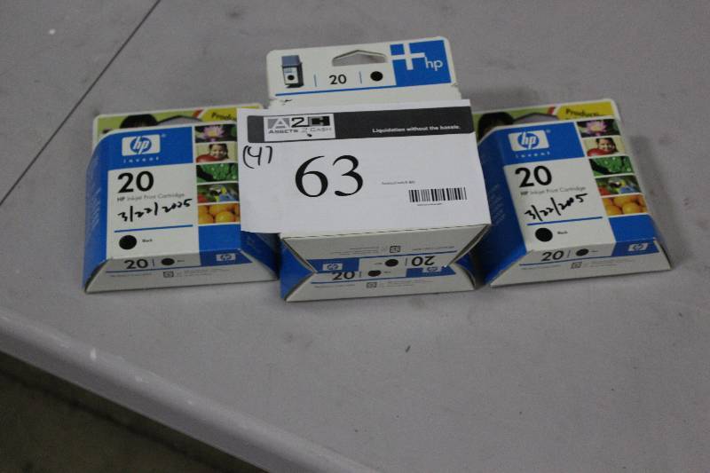 lot 63 image: Box Lot of (4) HP Print Cartridge #20 Black.