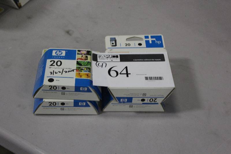 lot 64 image: Box Lot of (4) HP Print Cartridge #20 Black.