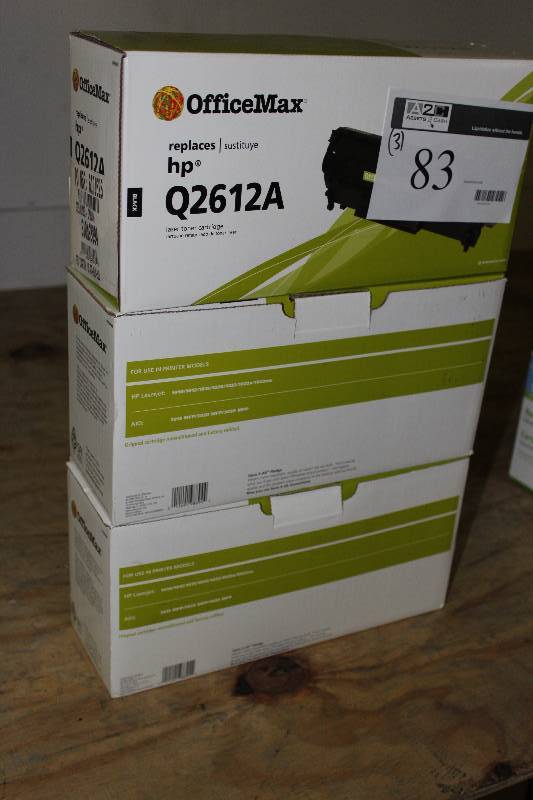 lot 83 image: Box Lot of (3) Office Max Replacement Toner Cartridge HP Q2612A.