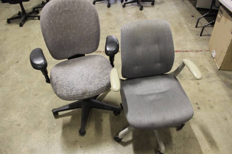 lot 99 image: Lot of (2) Office Swivel Chairs wUpholstered Seats & Arm Rests.