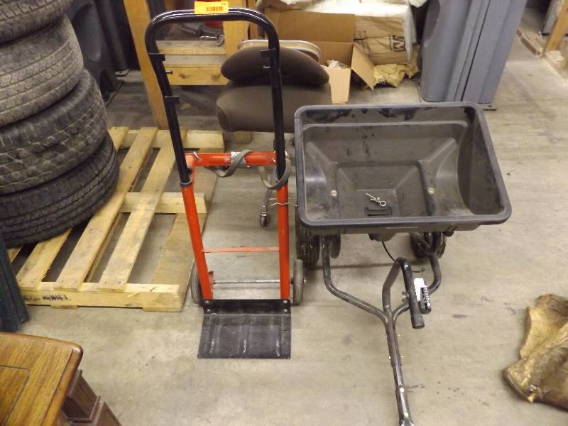 lot 106 image: Lawn Spreader and Small Hand Cart