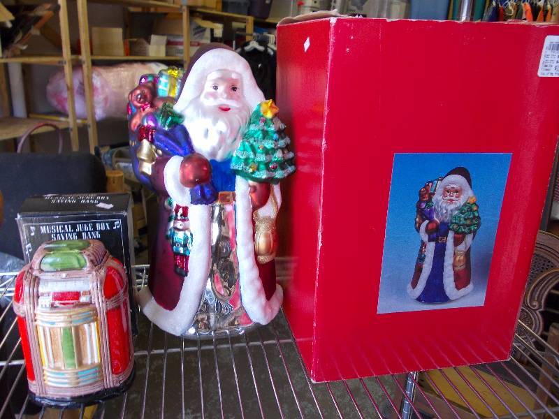Musical Juke Box Bank & Santa Figure
