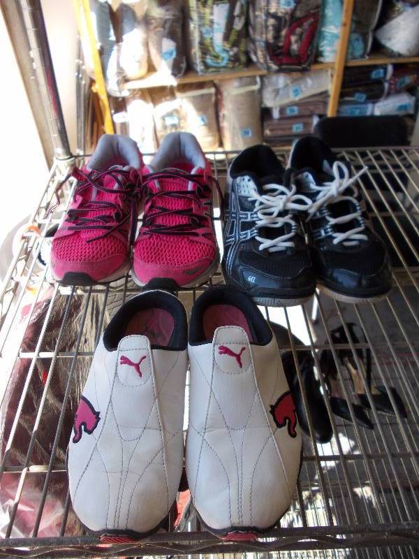 2-Pair Asics Gel Sneakers, 1-Pair Puma Slides