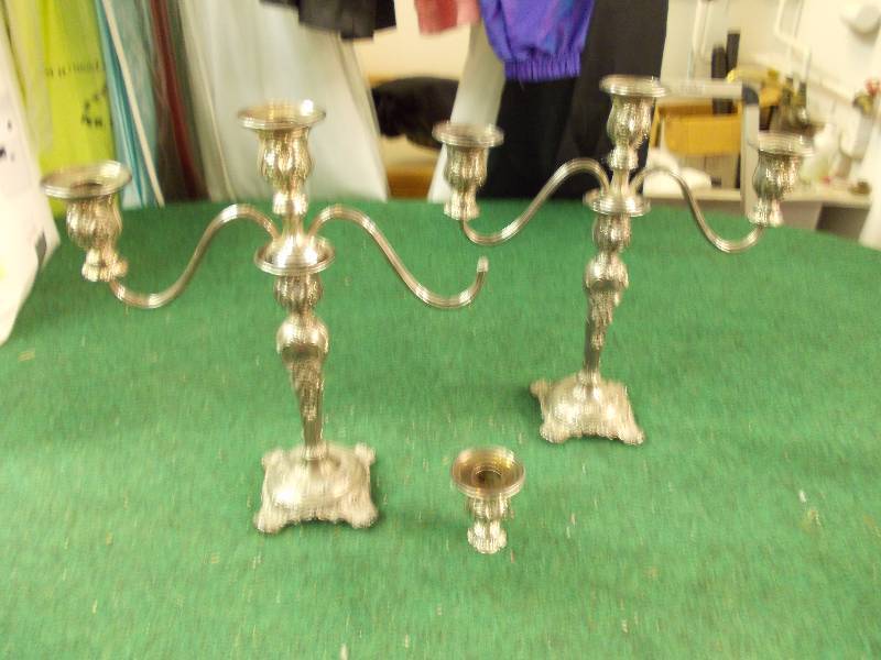 Pair Of Vintage Candle Sticks (1-Needs Repair)