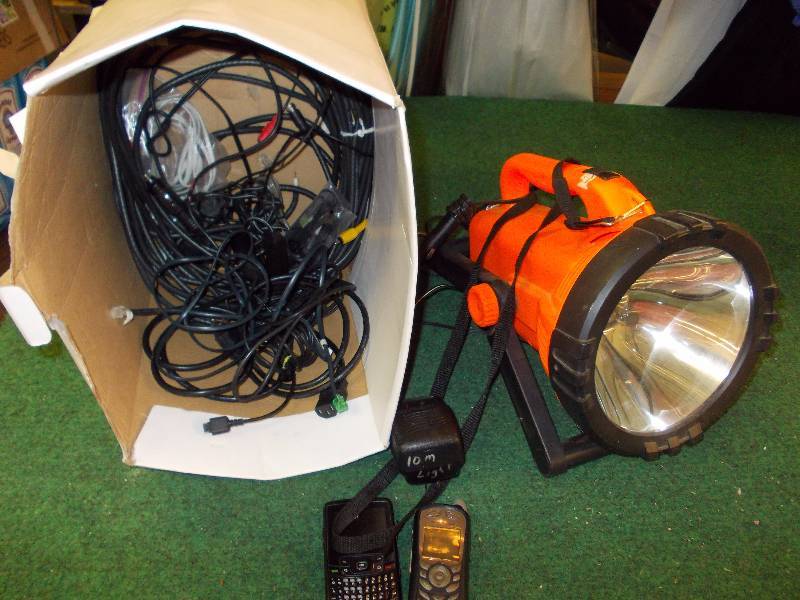 10,000,000 Candle Power Spot Light, Assorted Cables, Cords, Chargers