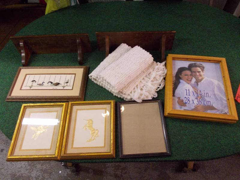 2-Wood Wall Shelves, Asst Pictures & Frames, RunnerRug