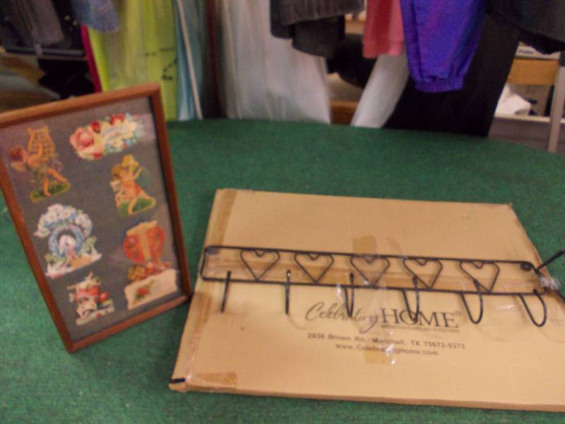 Framed Vintage Valentines, Wire Heart Wall Hook