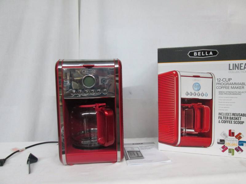 lot 65 image: Bella Linea 12-Cup Programmable Coffeemaker (Red)