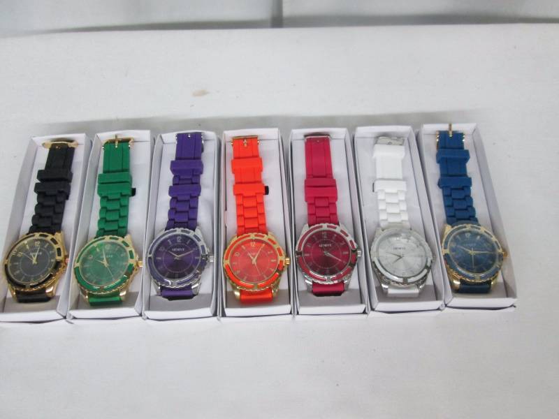 lot 62 image: Geneve 7-Piece Silicone Watch Set