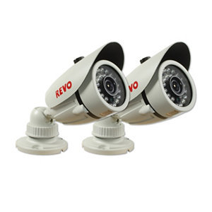 lot 20 image: REVO America IndoorOutdoor Bullet Camera - Pack of 2