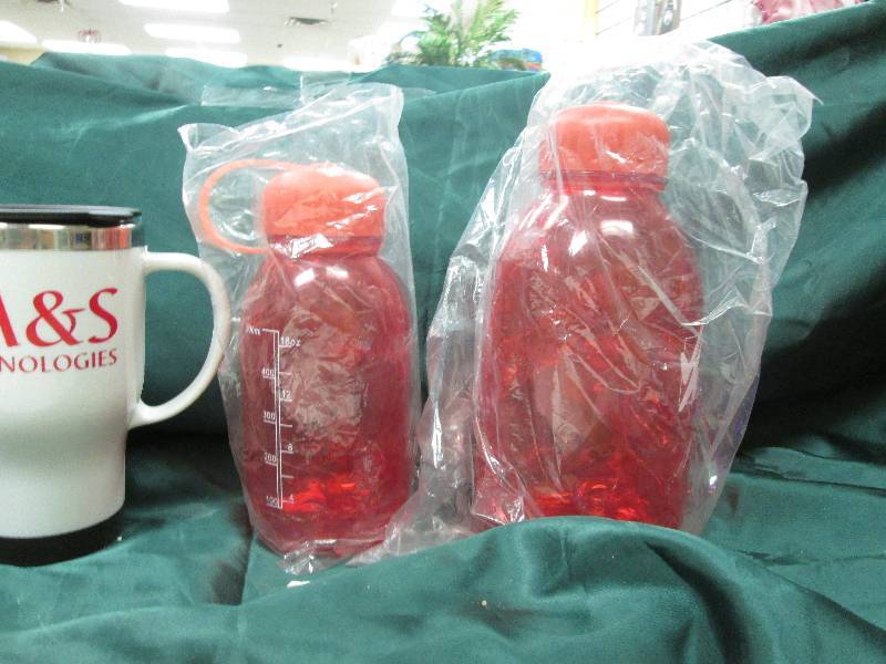 3 Water Botttles, 2 Coffee Cups...