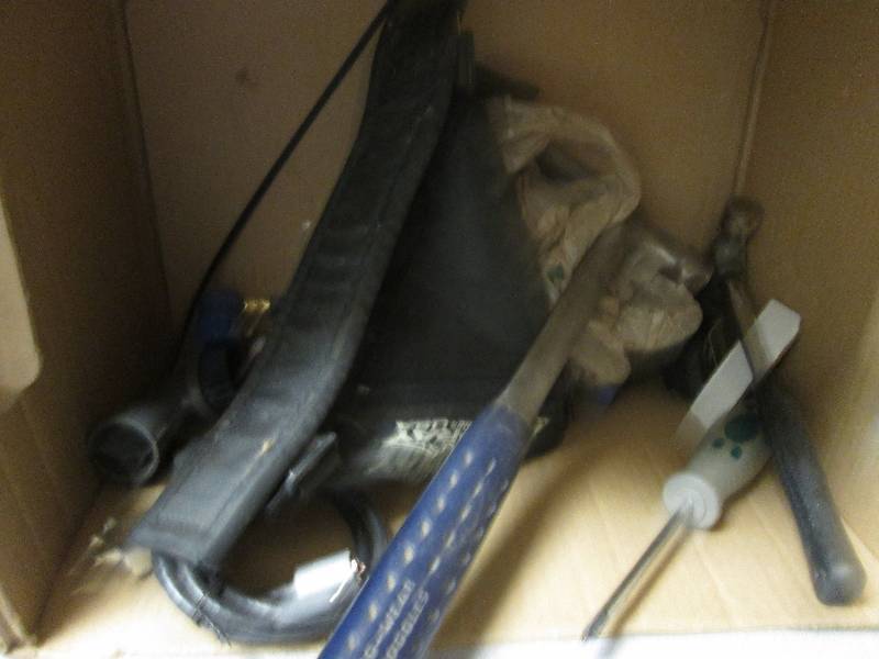 Assorted tools and overshoes...