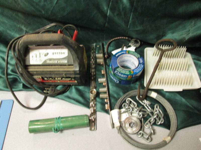 Battery charger, cable and assorted...