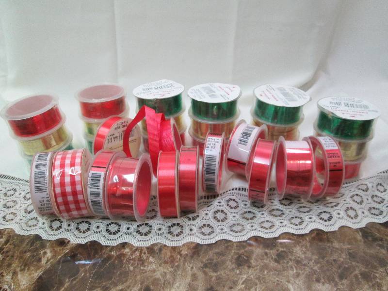 Assortment of ribbon red, gold, gre...