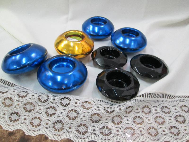 Assortment of candle holders blue, ...