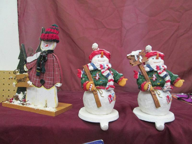 Qty 2 snowman stocking holders and ...