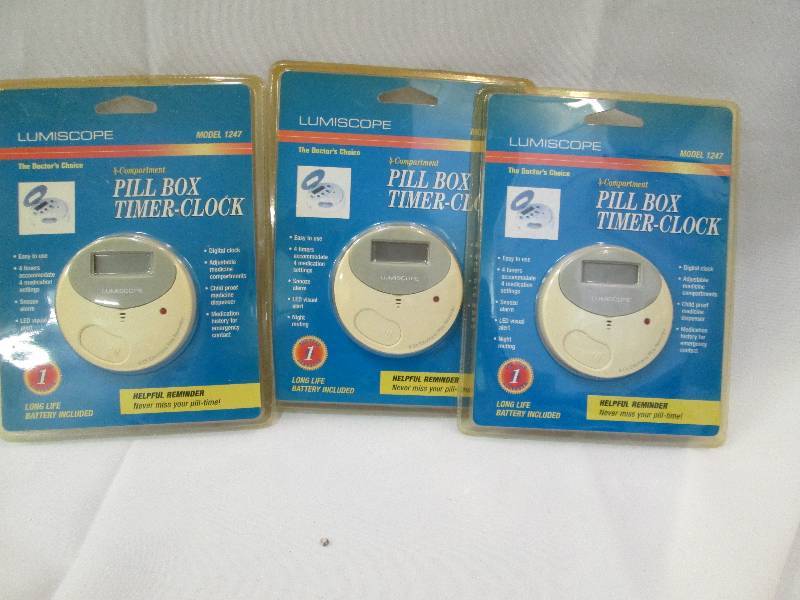 Qty 3 Lumiscope pill box timer-cloc...