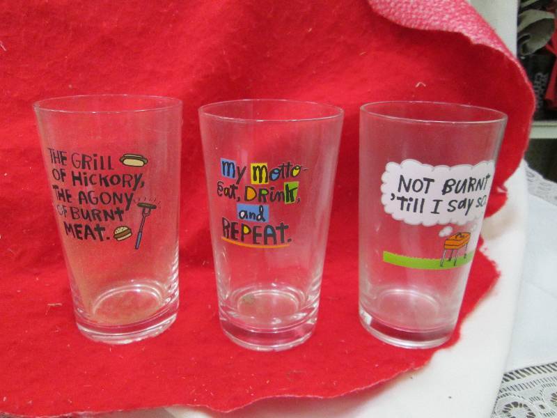Shoe box Pint glasses that says  Th...