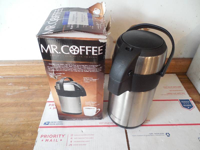 lot 16 image: Mr. Coffee Everflow 2.35-Quart Pump Pot, Stainless Steel