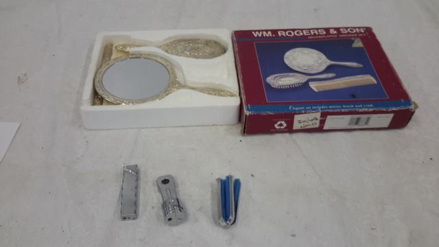silver plated dresser set, lighters